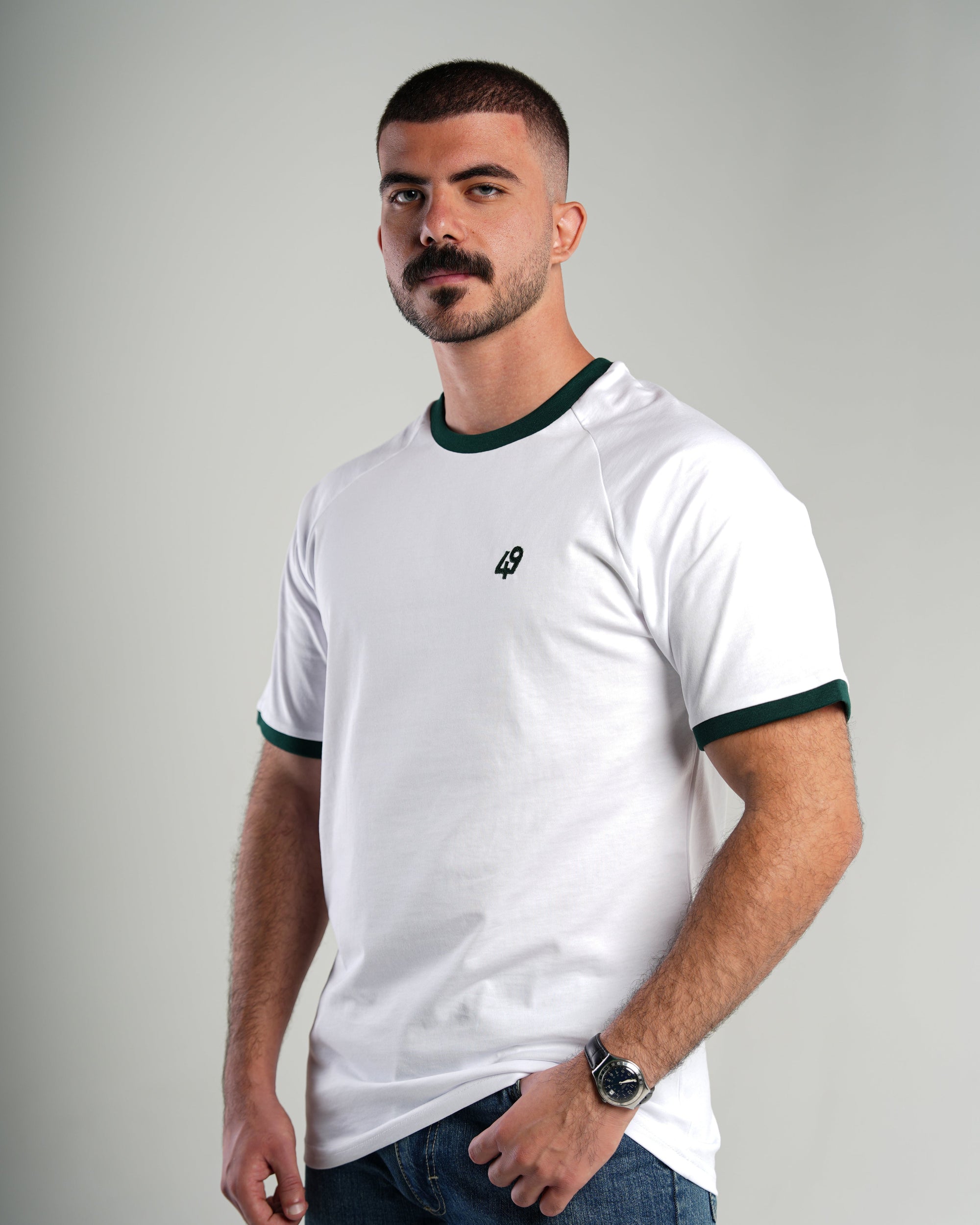 THE DUAL SHADE WHITE/DARK GREEN T-SHIRT