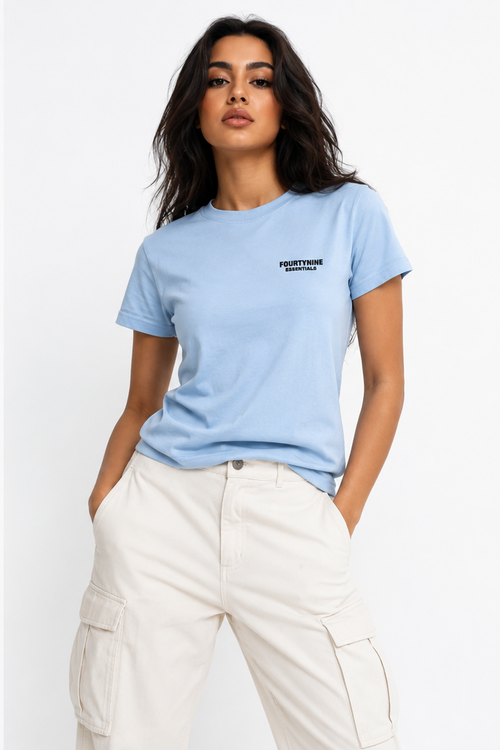 BABY BLUE FOURTYNINE ESSENTIALS WOMEN REGULAR FIT T-SHIRT