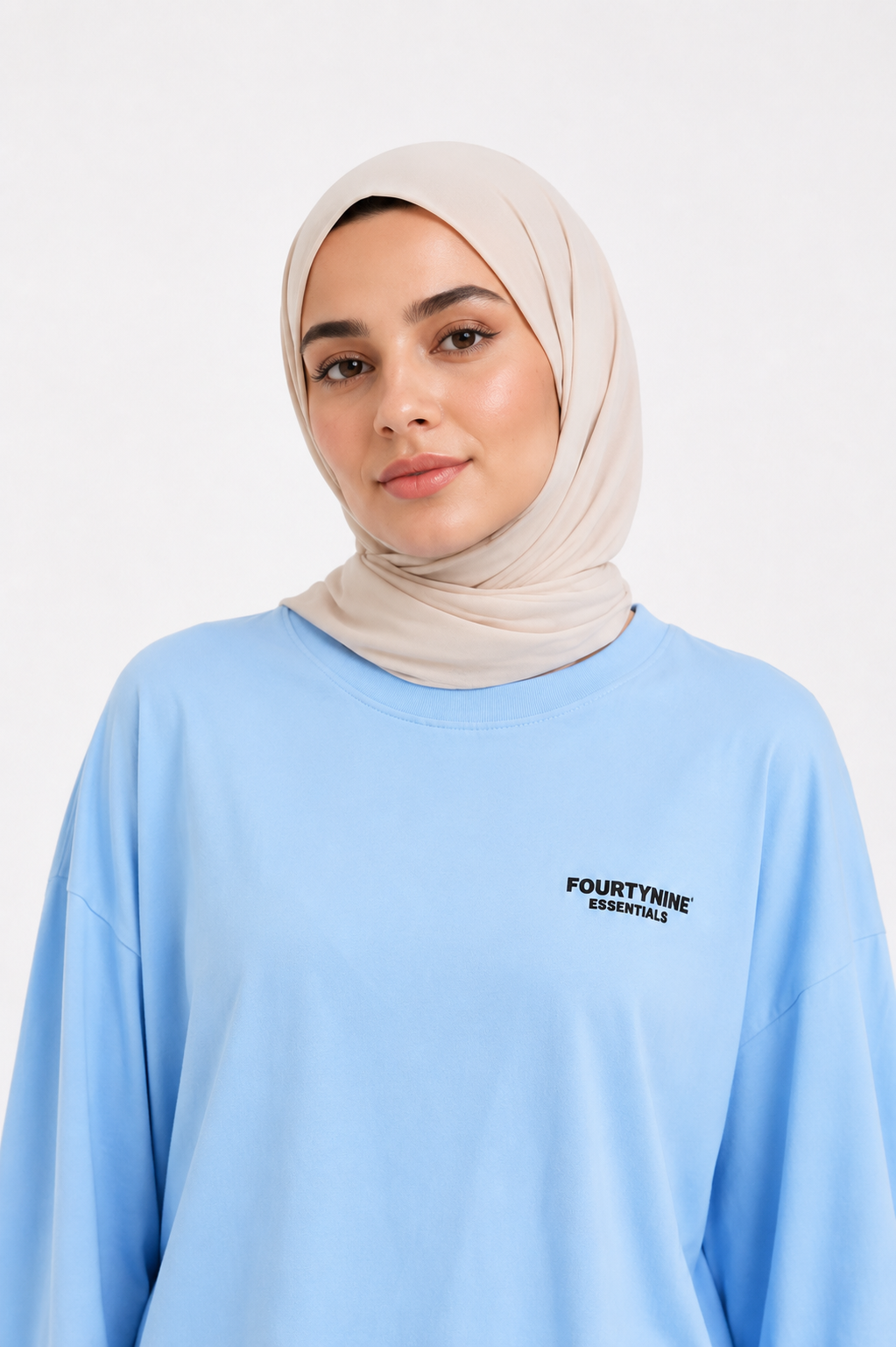 BABY BLUE FOURTYNINE ESSENTIALS WOMENLONG SLEEVE OVERSIZED T-SHIRT