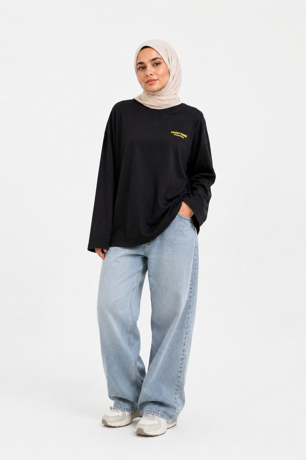 BLACK FOURTYNINE ESSENTIALS WOMEN LONG SLEEVE OVERSIZED T-SHIRT
