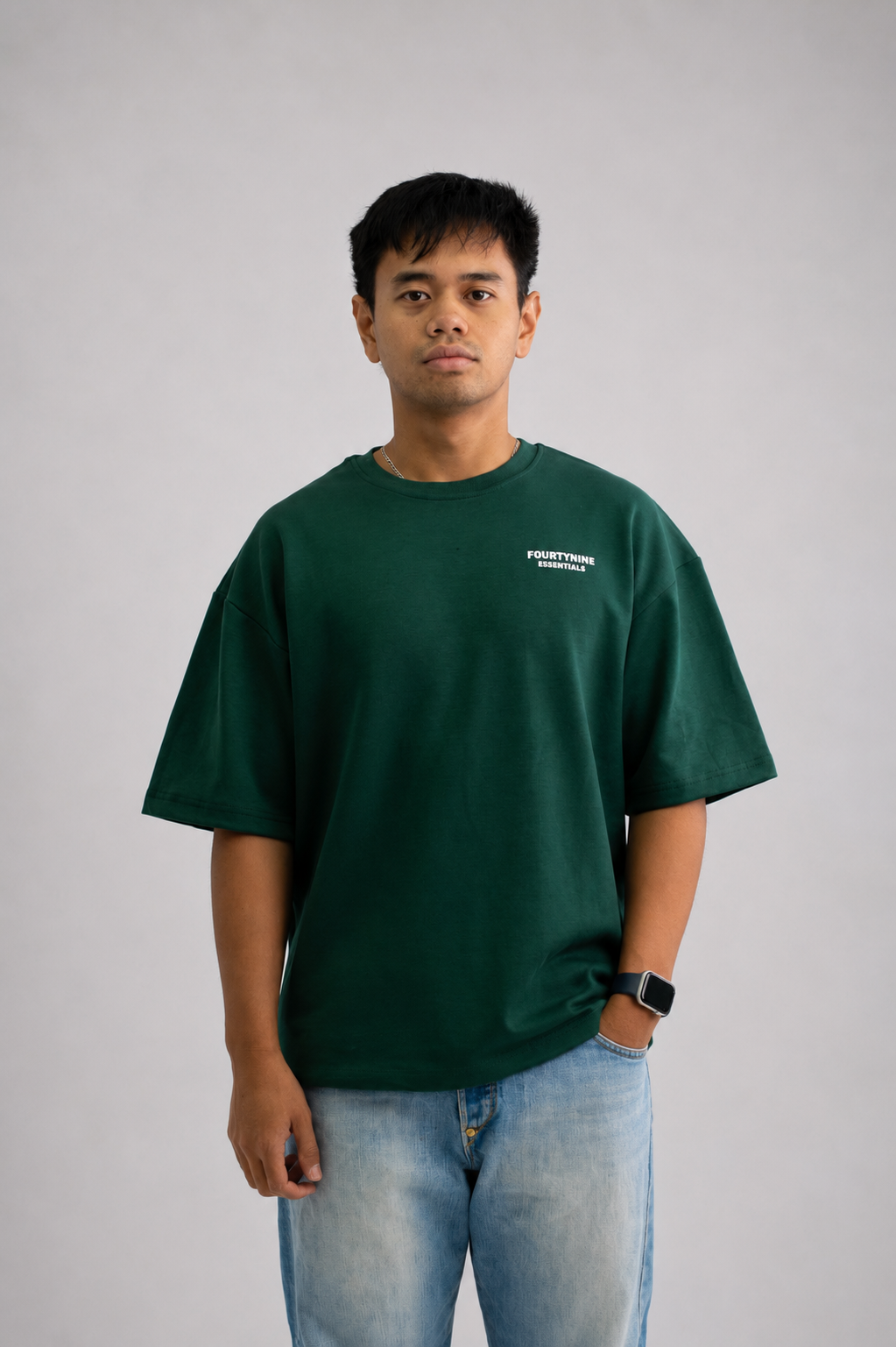 DARK GREEN FOURTYNINE ESSENTIALS OVERSIZED T-SHIRT