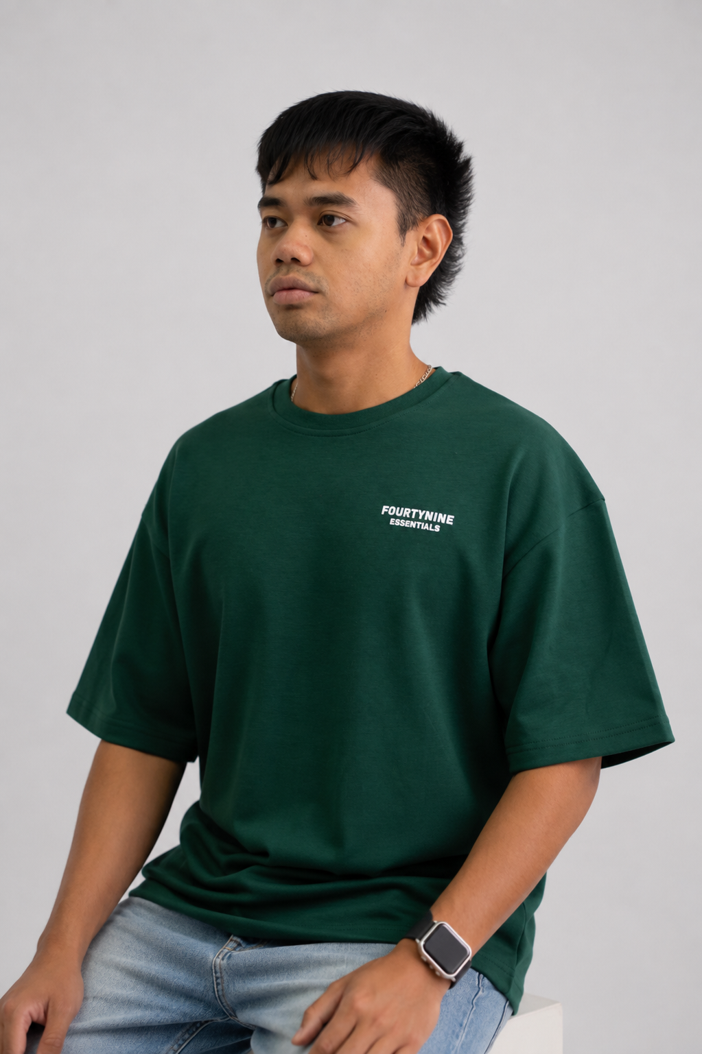 DARK GREEN FOURTYNINE ESSENTIALS OVERSIZED T-SHIRT
