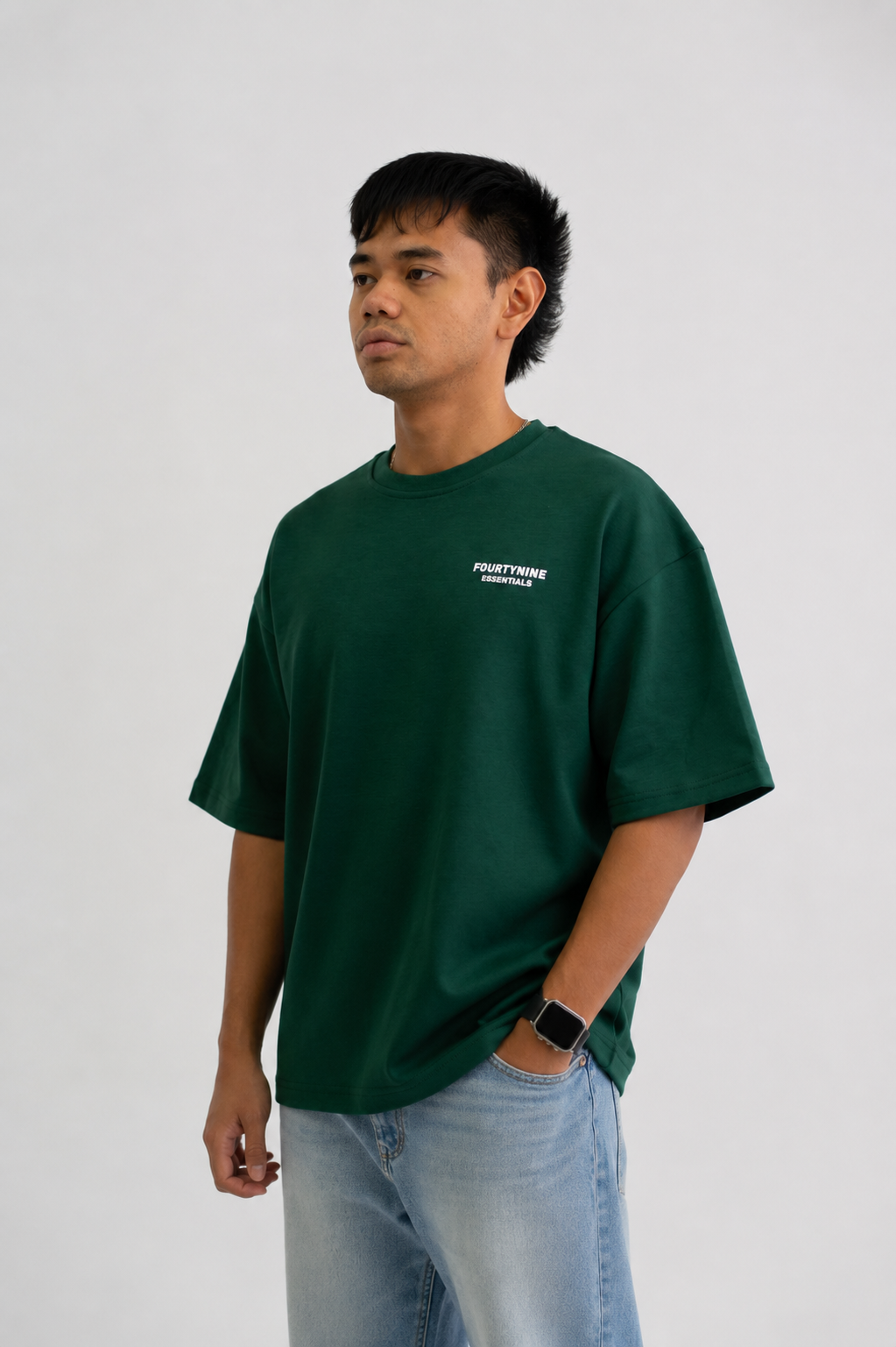 DARK GREEN FOURTYNINE ESSENTIALS OVERSIZED T-SHIRT