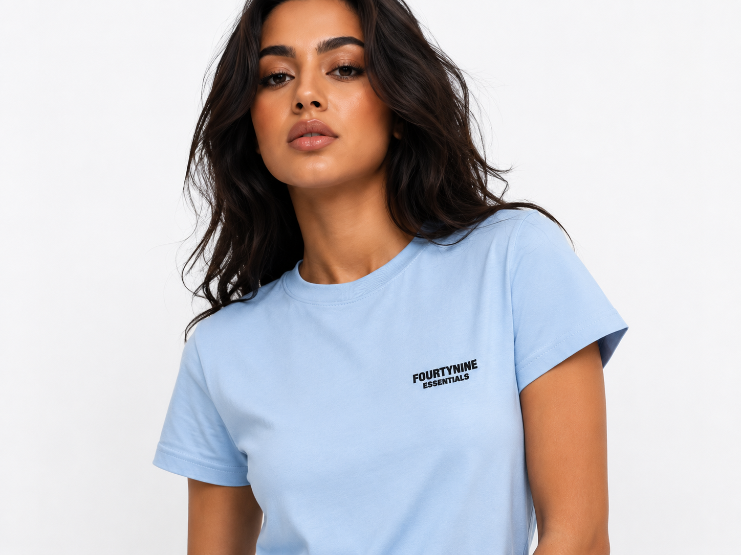 BABY BLUE FOURTYNINE ESSENTIALS WOMEN REGULAR FIT T-SHIRT