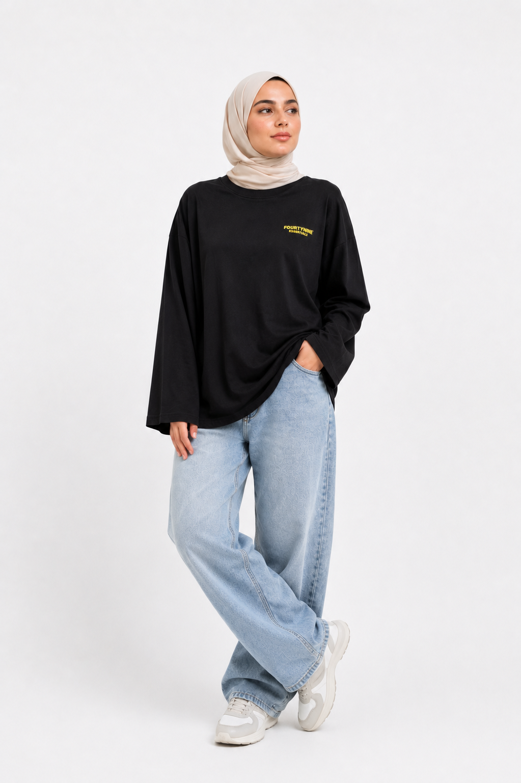 BLACK FOURTYNINE ESSENTIALS WOMEN LONG SLEEVE OVERSIZED T-SHIRT