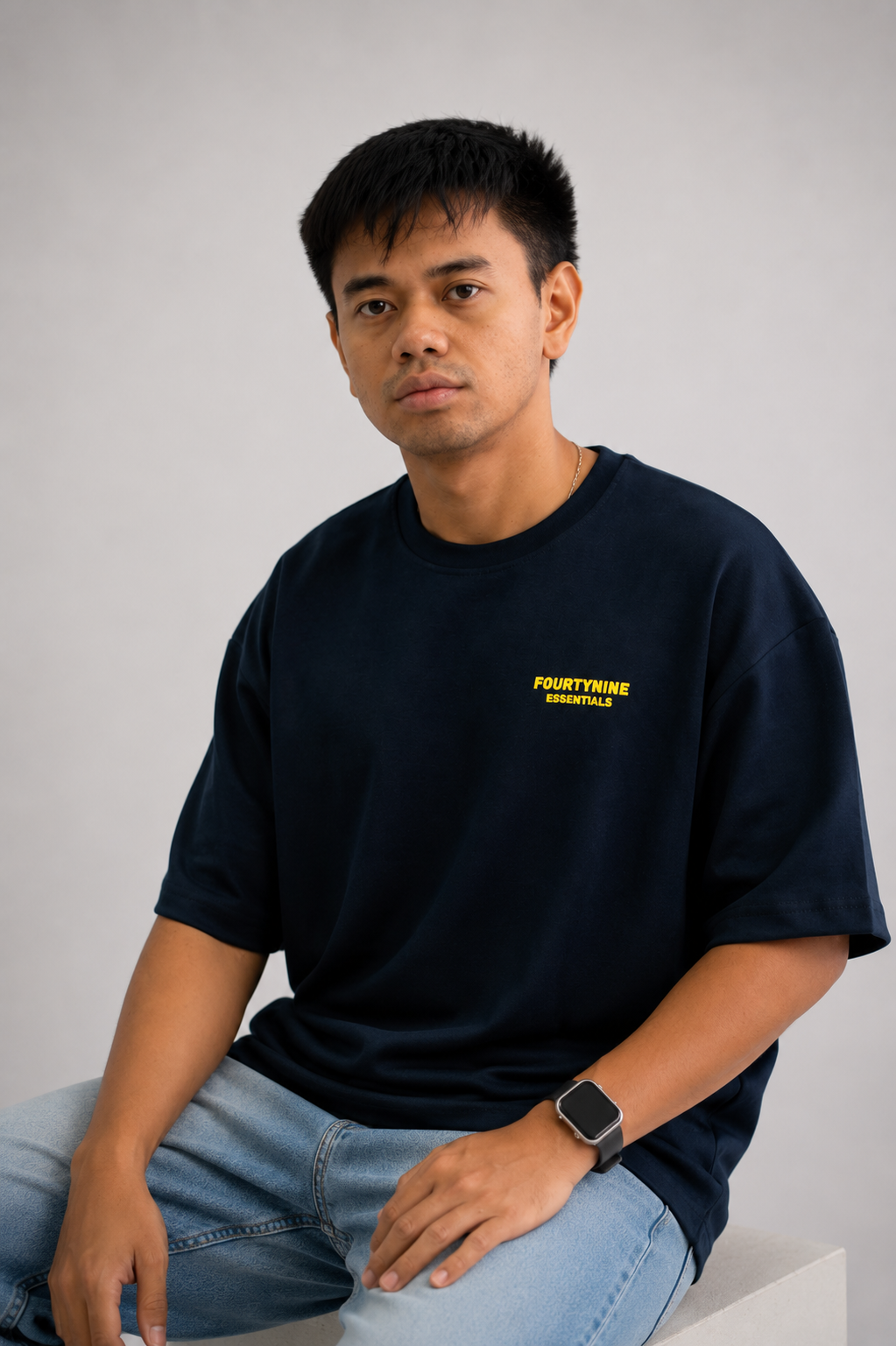 DARK NAVY BLUE FOURTYNINE ESSENTIALS OVERSIZED T-SHIRT