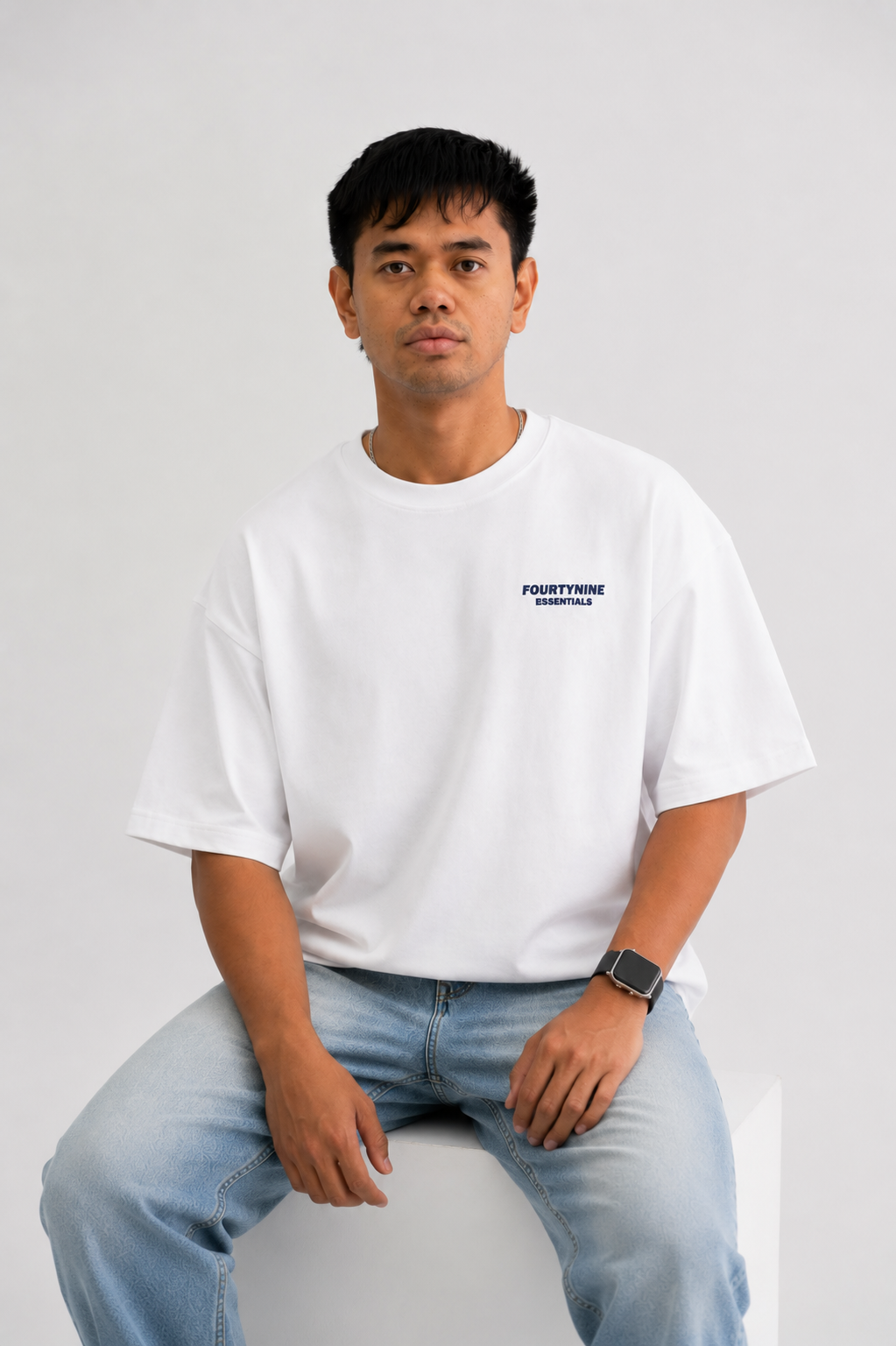 WHITE FOURTYNINE ESSENTIALS OVERSIZED T-SHIRT