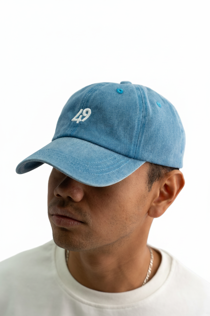 SKY BLUE WASHED 49 ESSENTIAL CAP