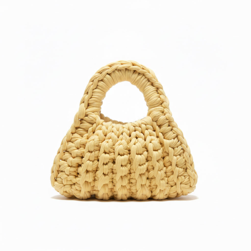 BUTTER YELLOW CHUNKY KNIT BAG