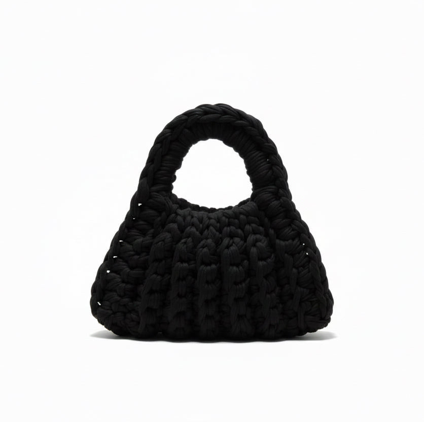 BLACK CHUNKY KNIT BAG